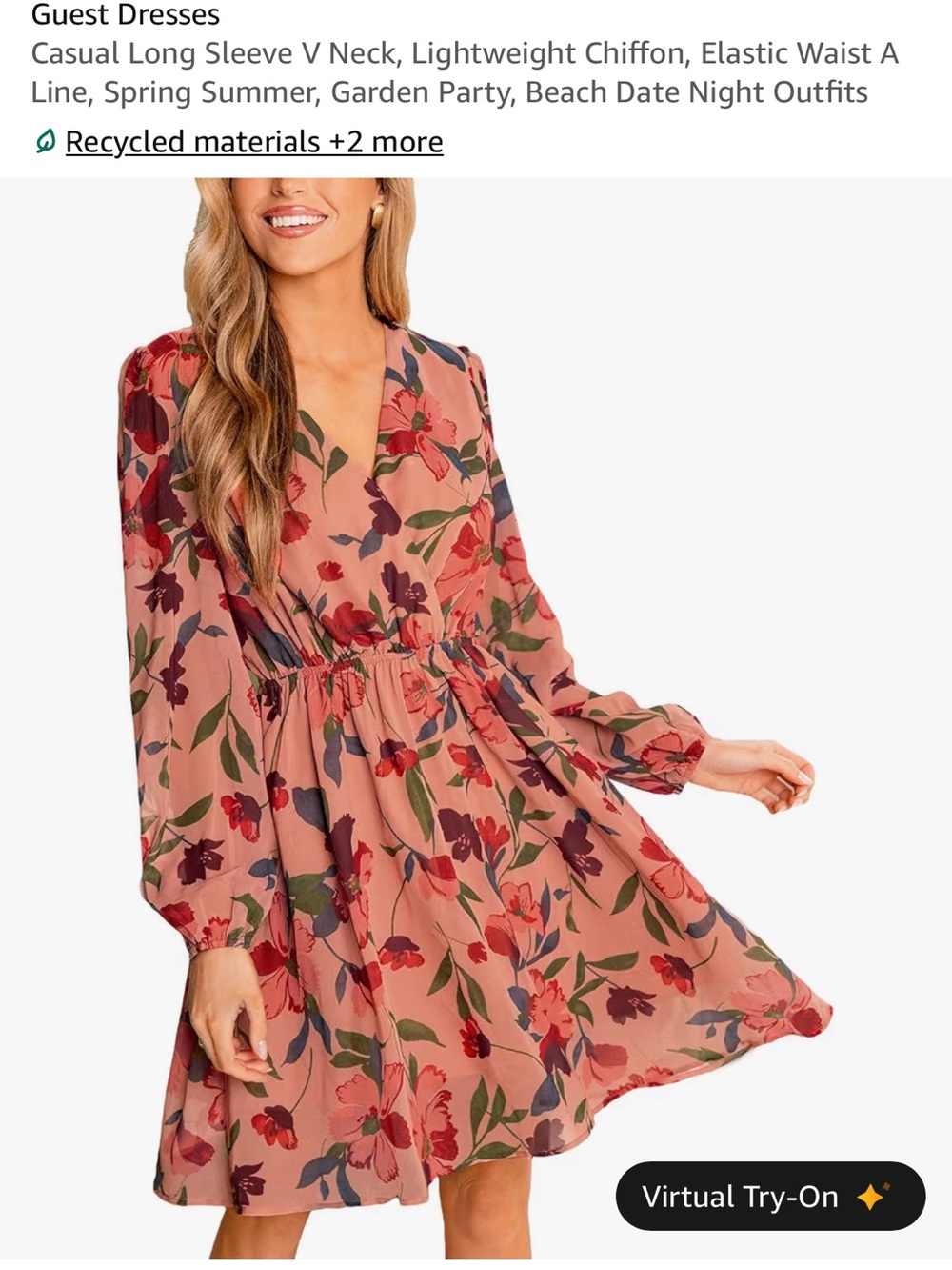Cupshe Blush Floral Midi Dress with V-Neck